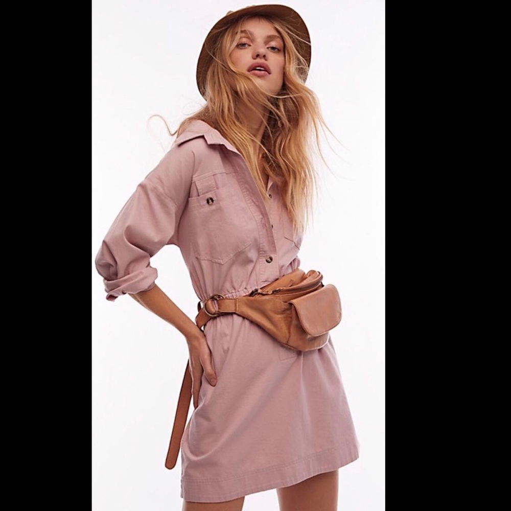 Free People: Dusty Pink Hazel Shirt Dress 4/6/8